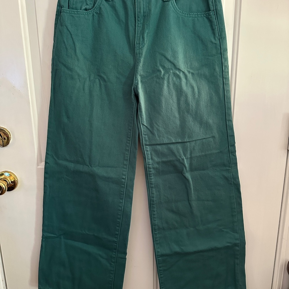 Junior Girls Teal/Turquoise Straight-Leg Jeans